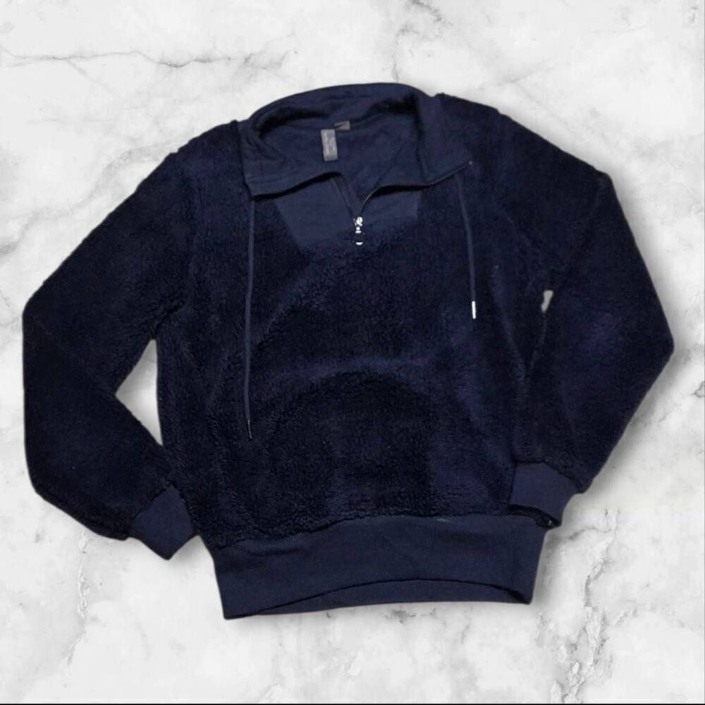 Sweaty Betty Small Blue Sherpa Quarter Zip Sweater